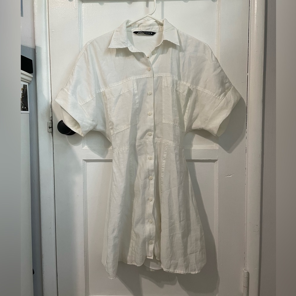 Zara white cotton dress size S